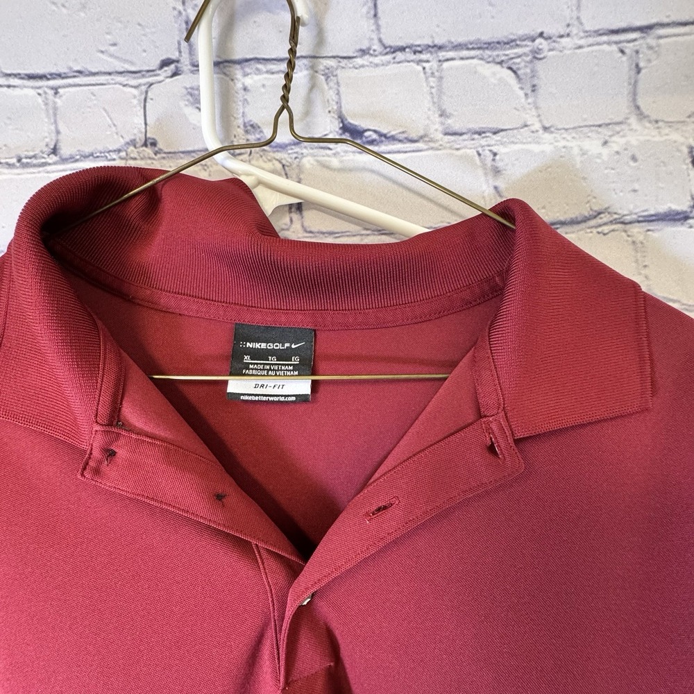 Nike Men's Dri Fit Golf Shirt, Burgandy, XL‎ Excellent Preowned Collar Polo